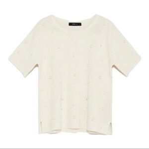 Zara Faux Pearl Studded Top